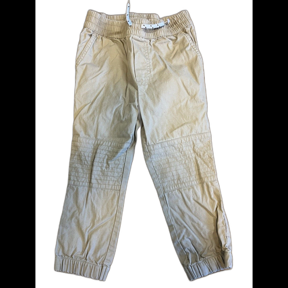 Garanimals 4T Boys Pants Jogger Reinforced Knee Tan Elastic Waistband Drawstring